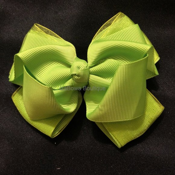 Hand Crafted Other - Apple Green 4" Double Stacked Organza Boutique Bow  (2)